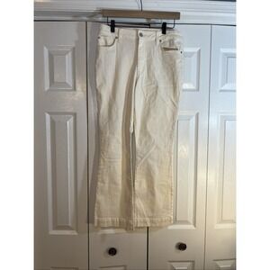 Nine West Women's Kick Flare‎ Jeans Size 10  High Rise Cream Jeans EUC